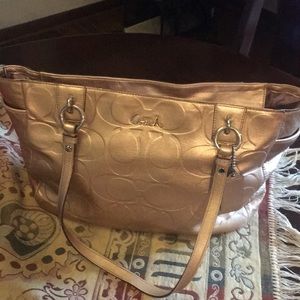 Gold Coach shoulder hand bag